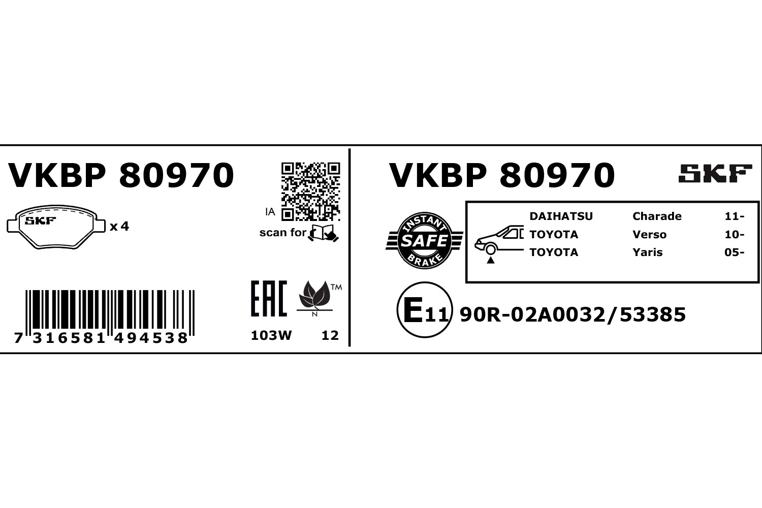 SKF VKBP 80970 Kit...